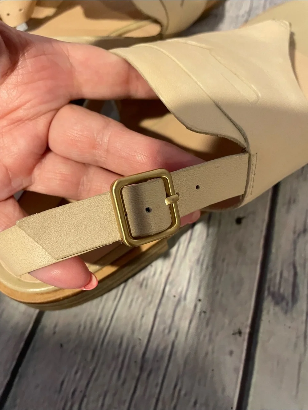 G.H. Bass & Co. Nude Beige Maddie Flat Slingback Sandal Sz 7